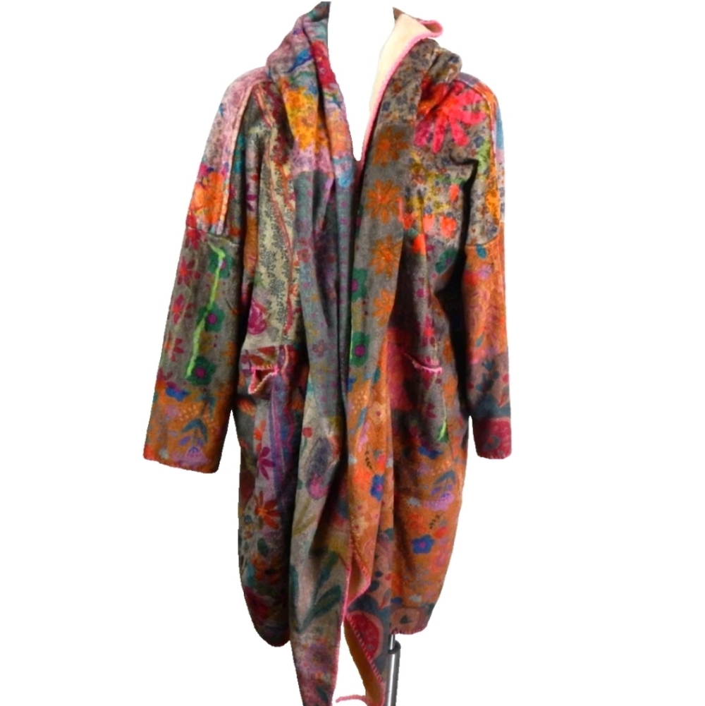 Natural Life Patchwork Printed Blanket Kimono - image 3